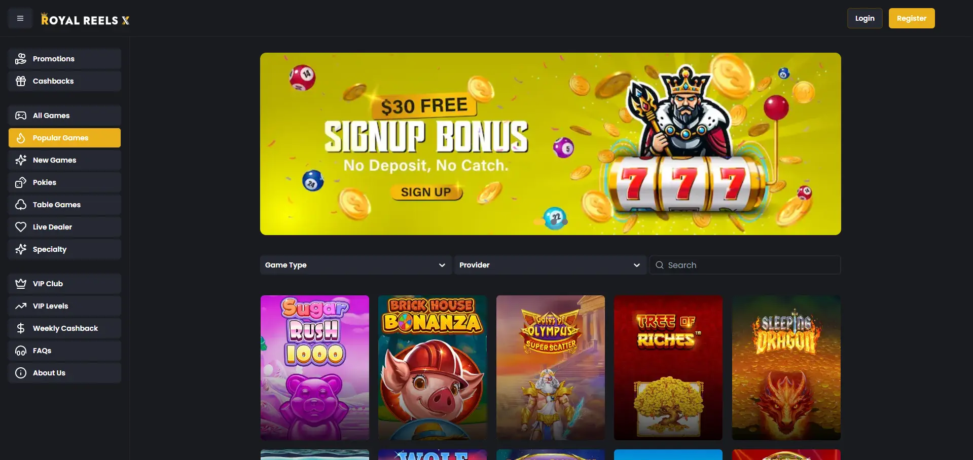 RoyalReels Website Screenshot